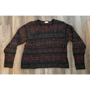 Vintage Alps Fair Isle Wool Mohair Blend Sweater Large Forest Fairy Cottage 90's